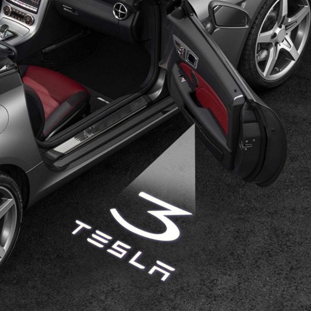 2 Tesla logo car door LED projector projection lights